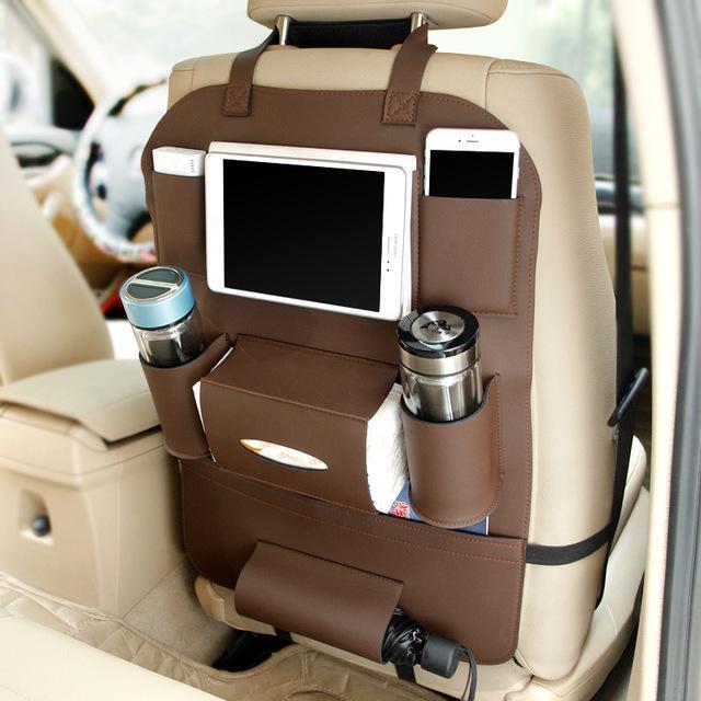 Premium PU leather seat-back organizer