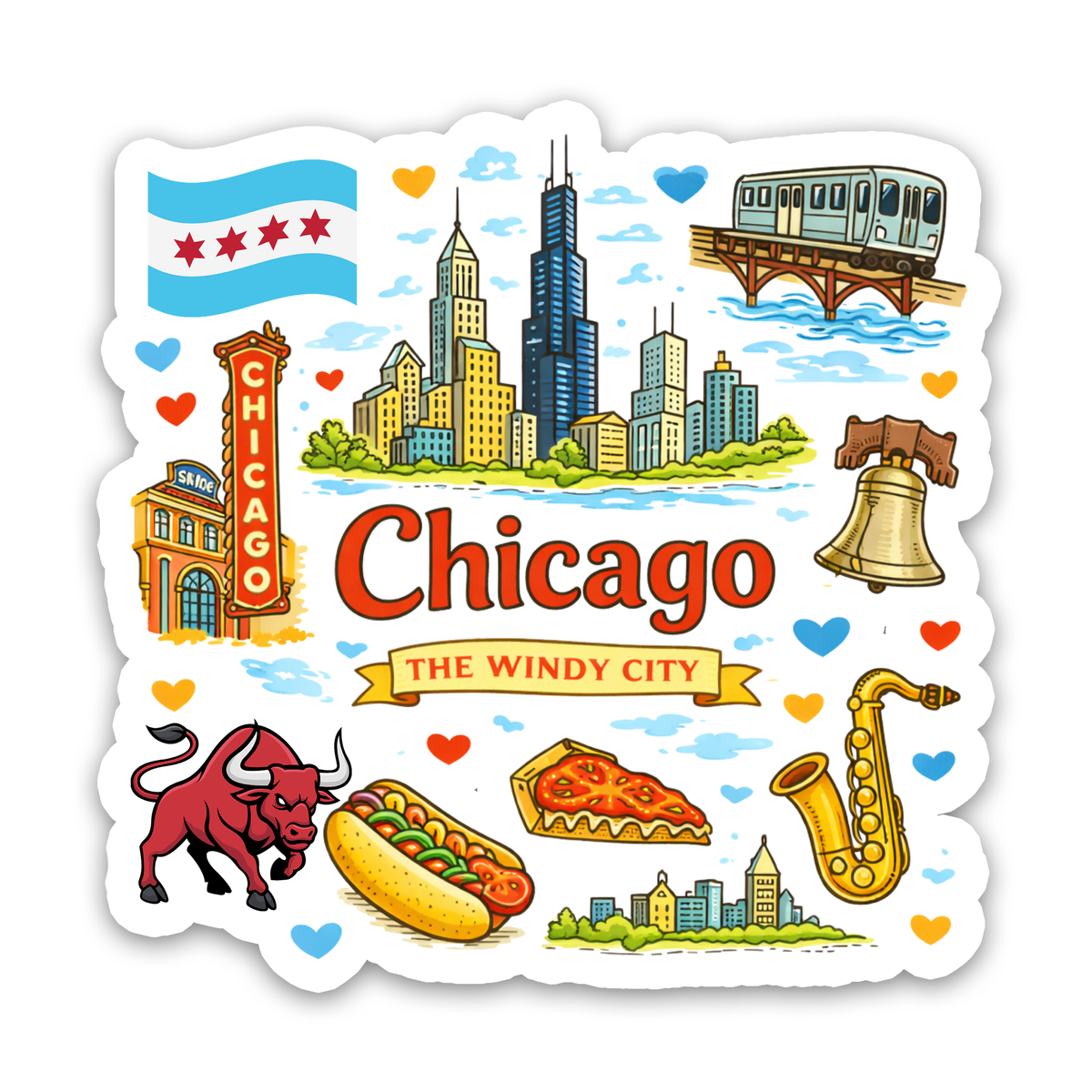 Regional Sticker – Chicago The Windy City Icons Sticker