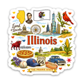 Regional Sticker – Illinois Land of Lincoln State Icons Sticker