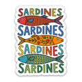 Food Sticker – Retro Colorful Sardines Pattern Art Sticker