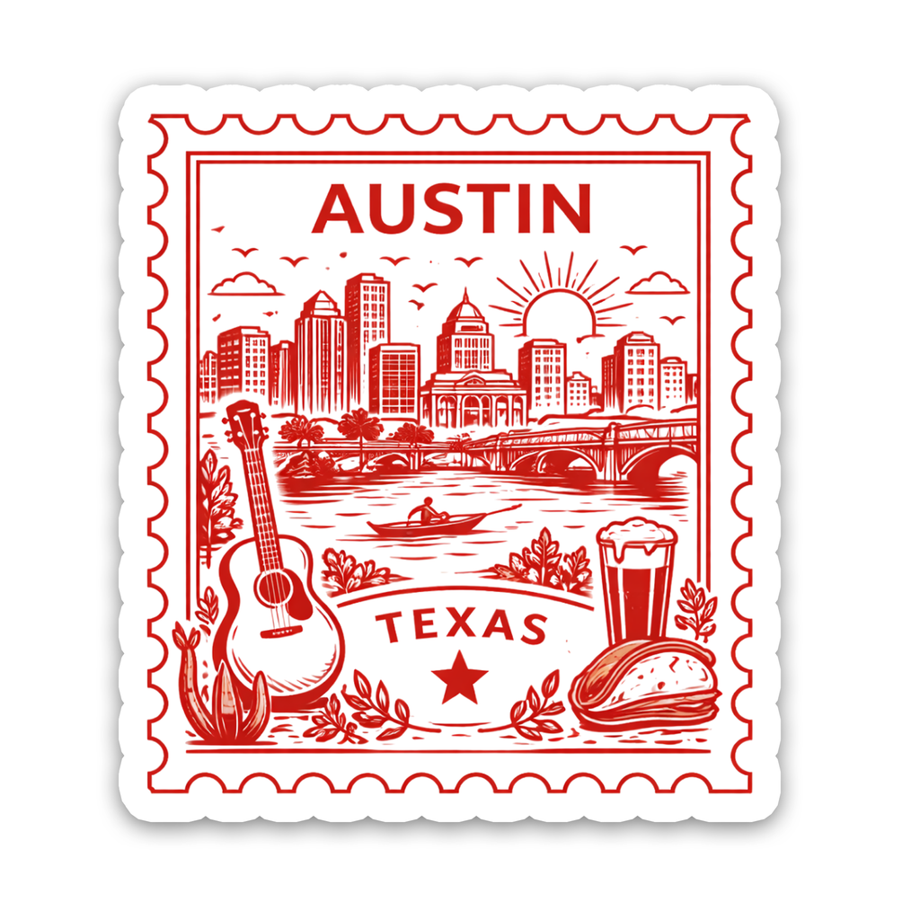 Retro Postage Stamp – Austin Texas Sticker