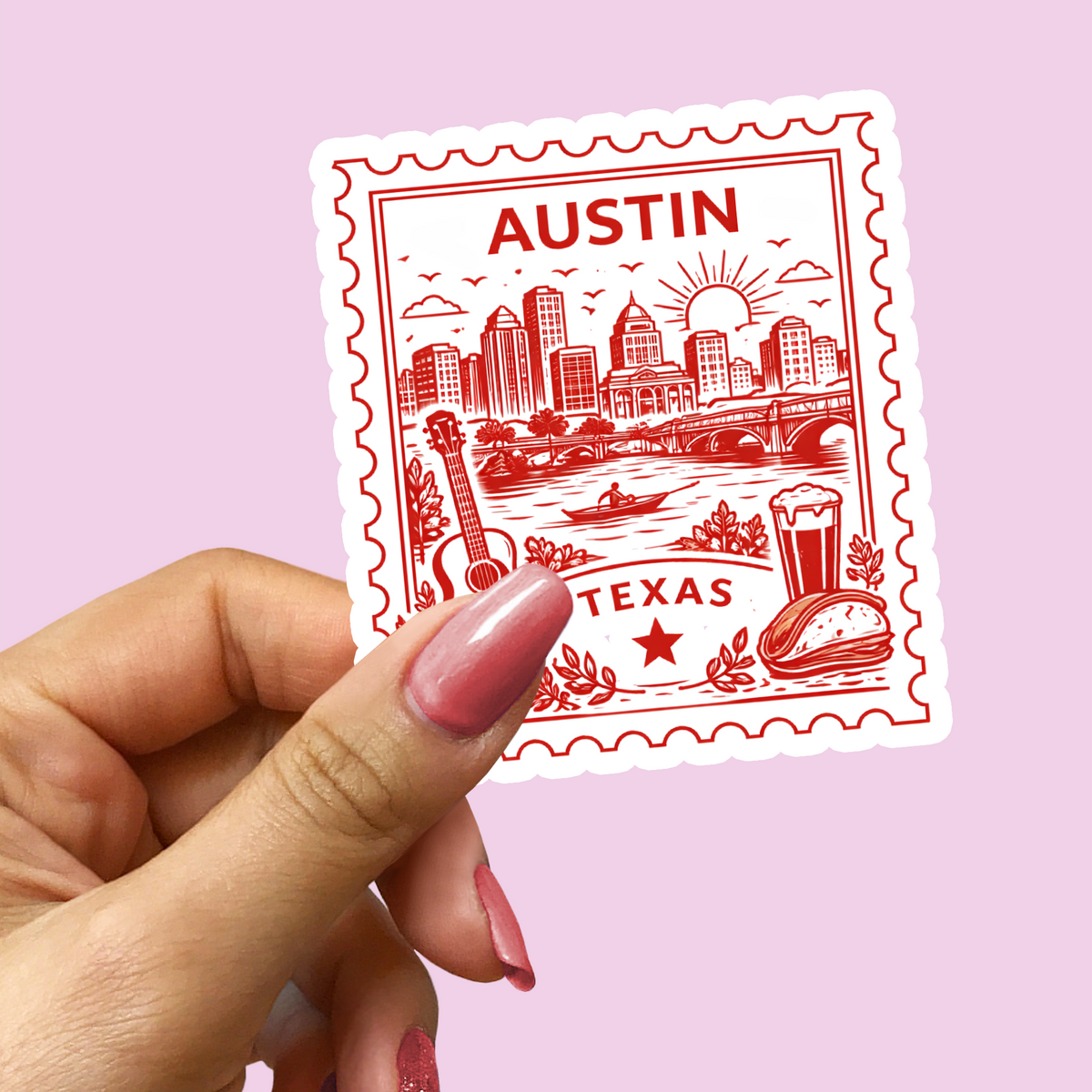 Retro Postage Stamp – Austin Texas Sticker