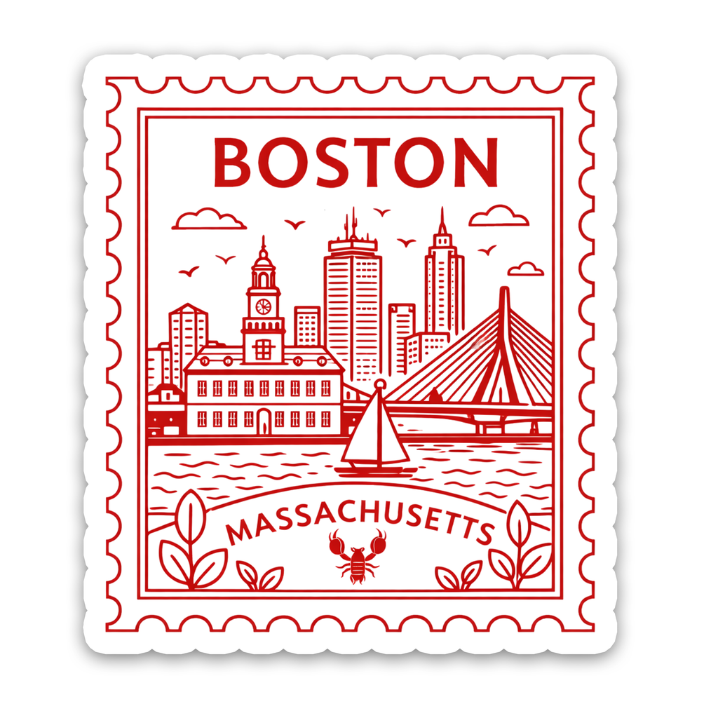 Retro Postage Stamp – Boston Massachusetts Sticker