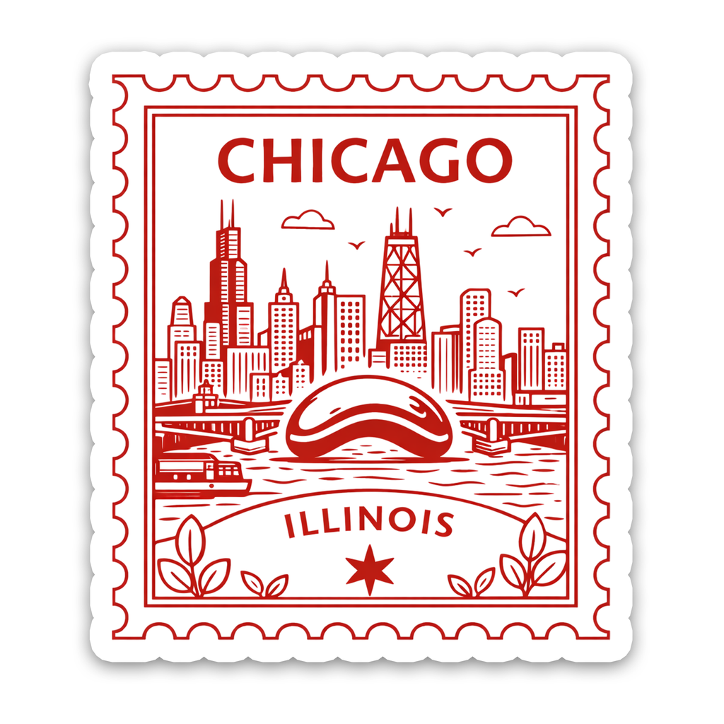 Retro Postage Stamp – Chicago Illinois Sticker