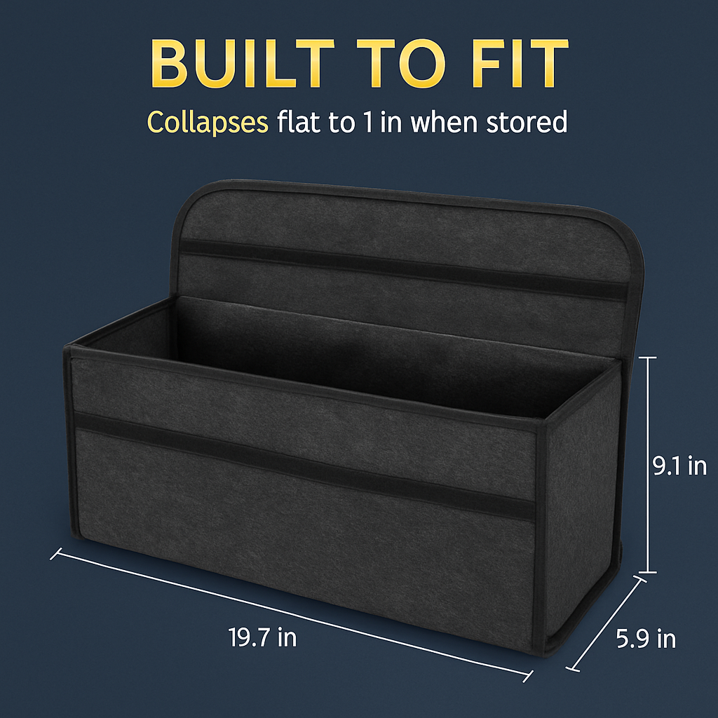 Car Boot Organizer Box - Collapsible Trunk Storage Case