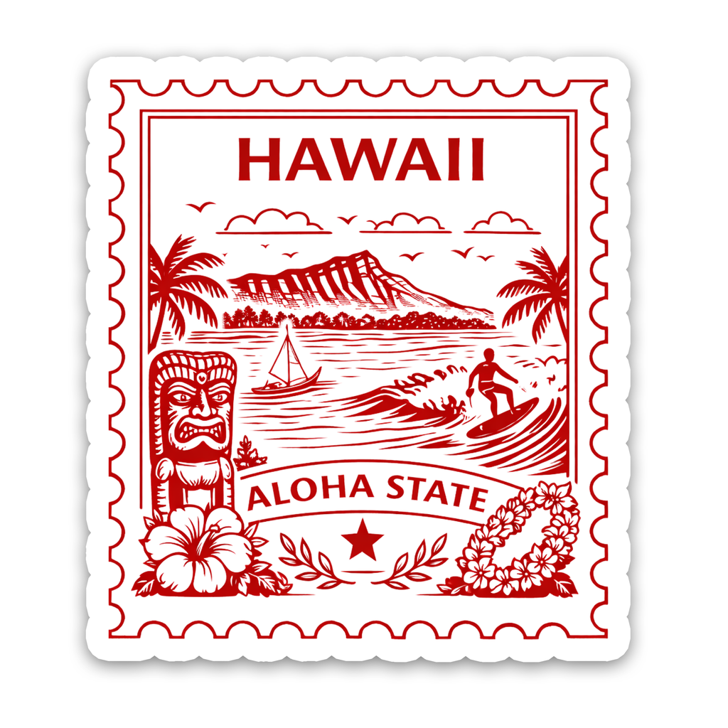 Retro Postage Stamp – Hawaii Honolulu Sticker