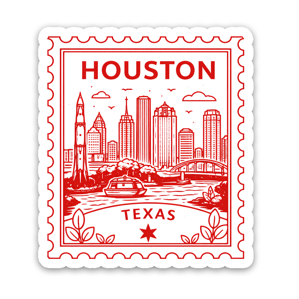 Retro Postage Stamp – Houston Texas Sticker