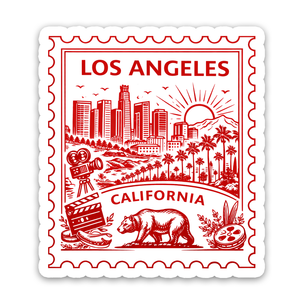Retro Postage Stamp – Los Angeles California Sticker