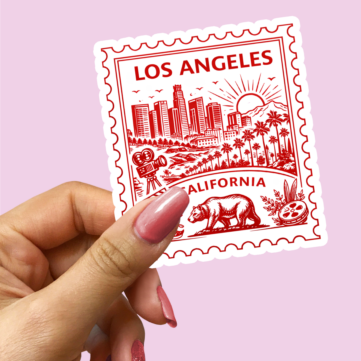 Retro Postage Stamp – Los Angeles California Sticker