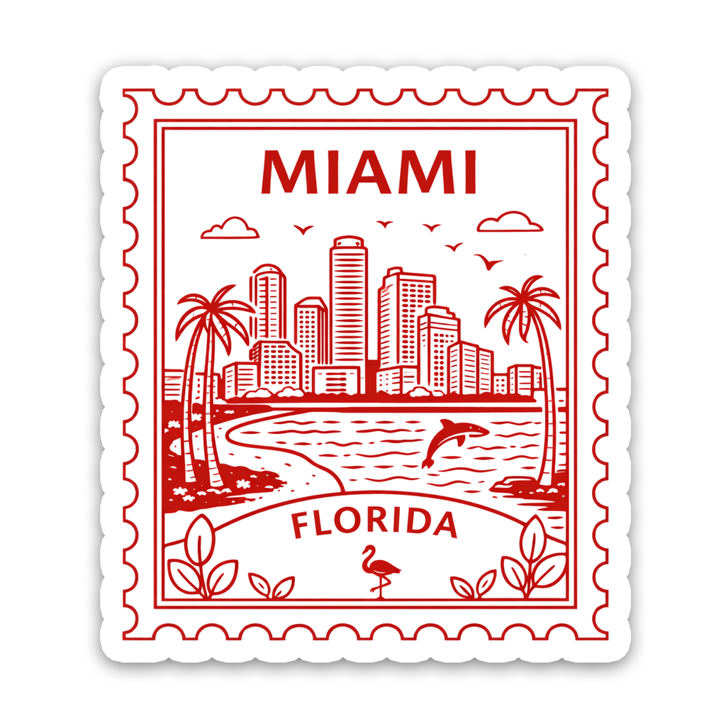 Retro Postage Stamp – Miami Florida Sticker