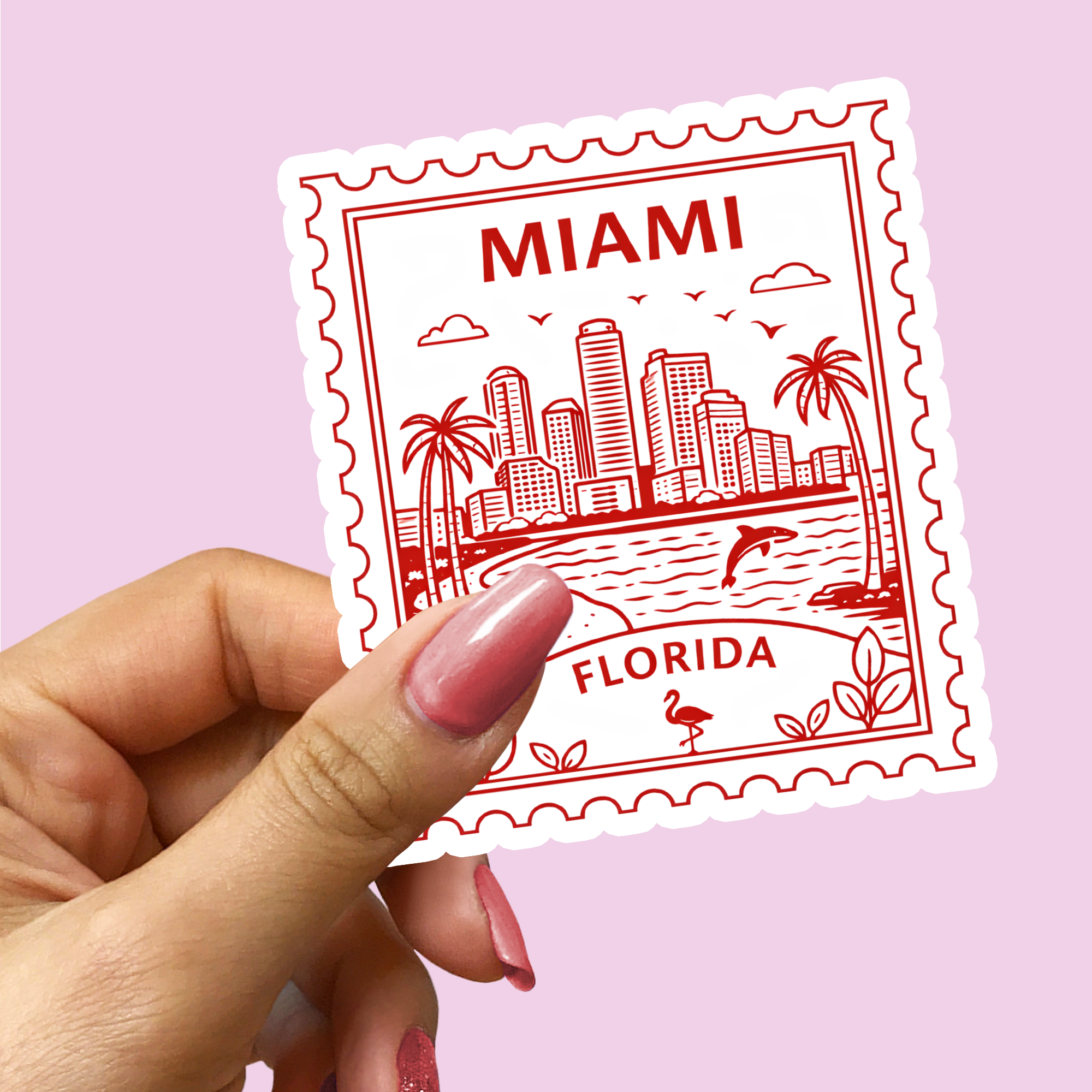 Retro Postage Stamp – Miami Florida Sticker
