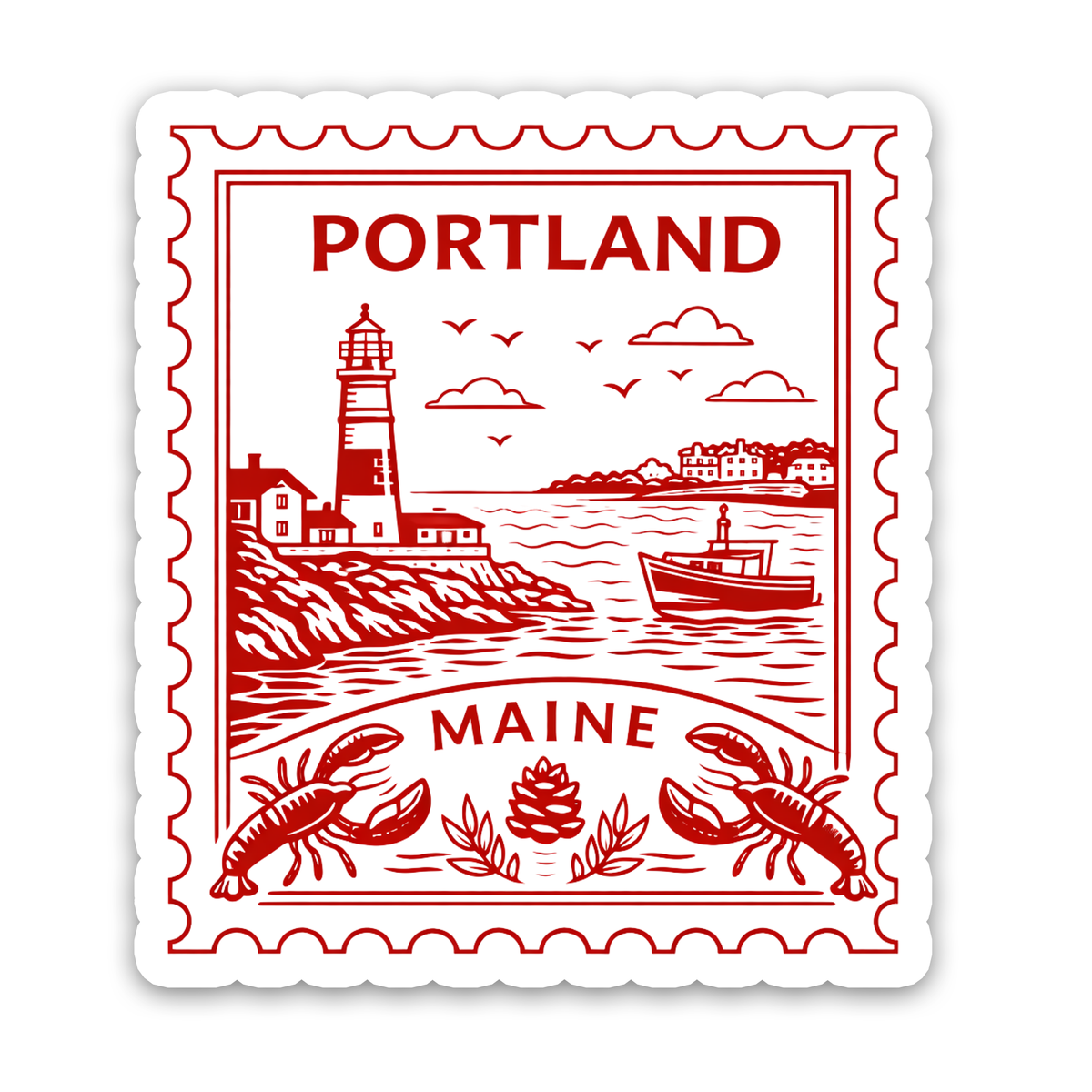 Retro Postage Stamp – Portland Maine Sticker