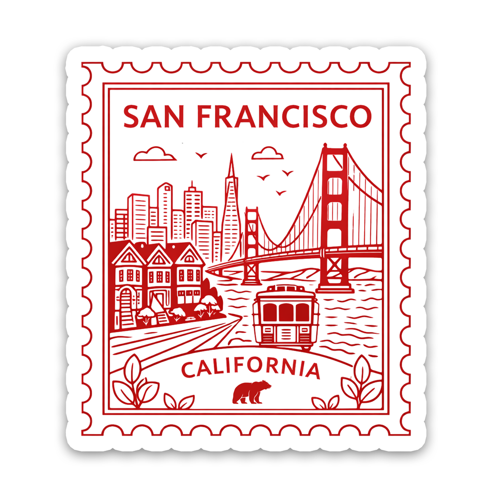 Retro Postage Stamp – San Francisco California Sticker