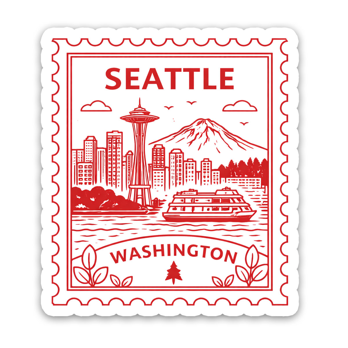 Retro Postage Stamp – Seattle Washington Sticker